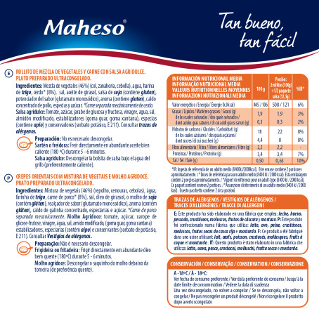 Rollitos de primavera (estuche 4uds x 50g /salsa agridulce)