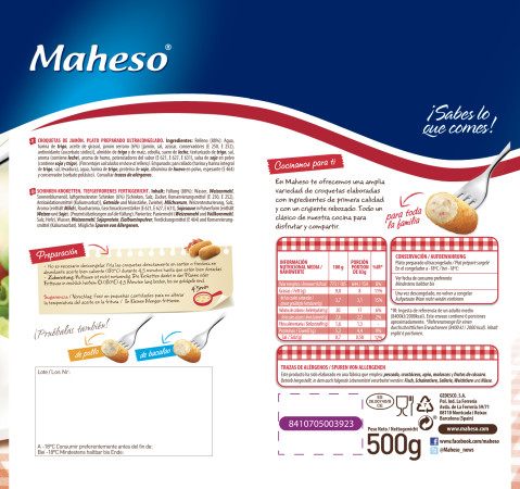 Croqueta casera de Jamón (bolsa de 500g)