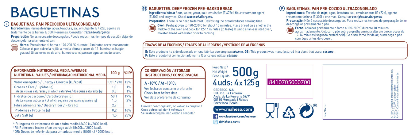 Baguetinas de Pan (bolsa de 4uds)